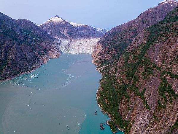 Alaska-Tracy Arm-Fords Terror Wilderness-Aerial view of Dawes Glacier at end of Endicott Arm